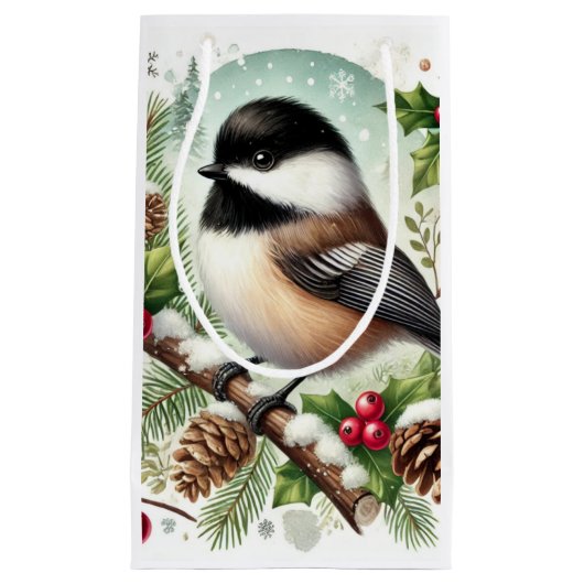 Holiday Chickadee Kleine Geschenktüte (Vorderseite)
