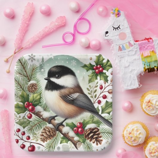 Holiday Chickadee Pappteller (Party)