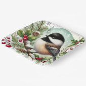 Holiday Chickadee Pappteller (Gewinkelt)