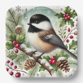 Holiday Chickadee Pappteller