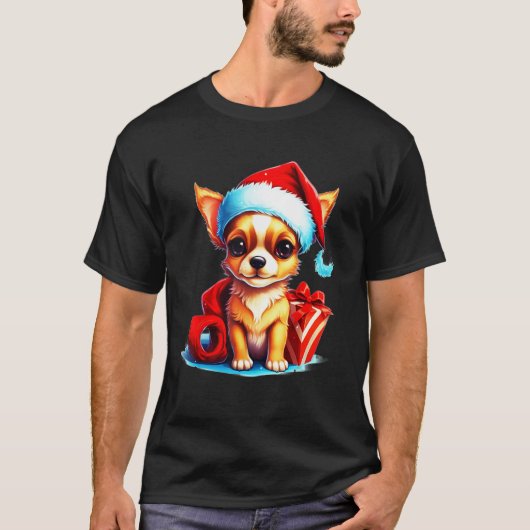Holiday Chihuahua Cute Christmas Dog Design T-Shirt (Vorderseite)