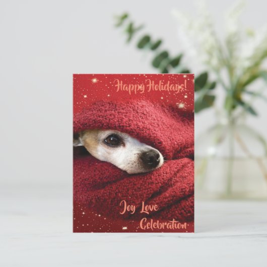 Holiday Chihuahua Feiertagspostkarte (Stehend Vorderseite)