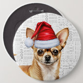 Holiday Chihuahua Santa Dog auf dem Hintergrund de Button (Vorne & Hinten)