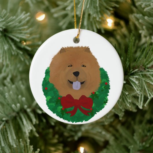 Holiday Chow Chow Keramik Ornament (Baum)