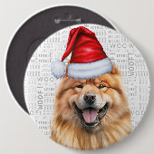 Holiday Chow Chow Santa Dog auf dem Holzgelände Button (Vorne & Hinten)