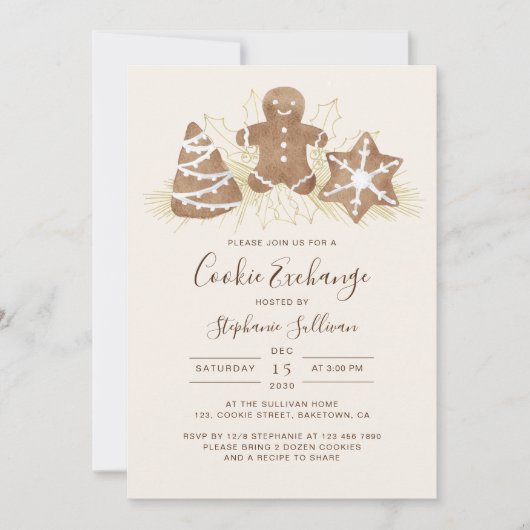 Holiday Christmas Cookie Exchange Party Invitation Einladung (Vorderseite)