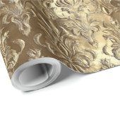Holiday Christmas Gold Metallic Damask Elegant Geschenkpapier (Rolleneckpunkt)