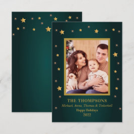 Holiday Christmas Gold Stars Family Photo card Einladung