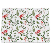 Holiday Christmas Holly Leaves Berry Pattern Große Geschenktüte (Vorderseite)