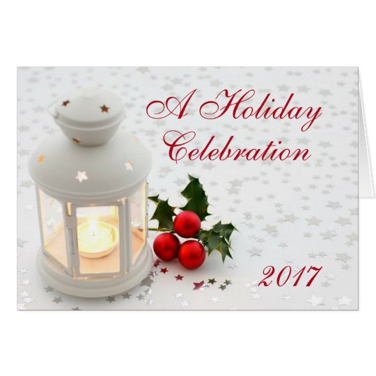 Holiday Christmas Lantern Party Invitation Company Karte