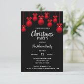 Holiday CHRISTMAS PARTY Weißes Rotes Schwarzes Orn Einladung (Stehend Vorderseite)