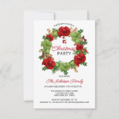 Holiday CHRISTMAS PARTY Wreath White Red Green Einladung (Vorderseite)