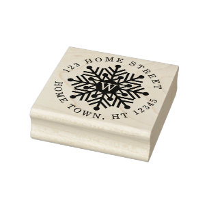 Holiday Circle Monogram Snowflake Rücksendeadresse Gummistempel