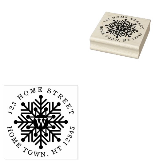 Holiday Circle Monogram Snowflake Rücksendeadresse Gummistempel (Stempel)