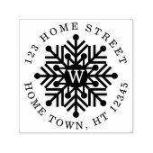 Holiday Circle Monogram Snowflake Rücksendeadresse Permastempel (Design)