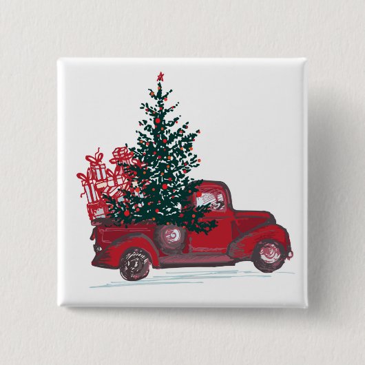 Holiday Classic Red Lieferwagen Truck Button (Vorderseite)