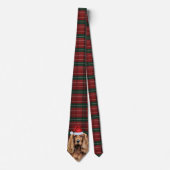 Holiday Cocker Spaniel Dog with Christmas Plaid Krawatte (Vorderseite)