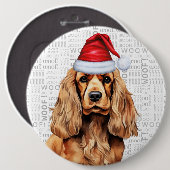 Holiday Cocker Spaniel Santa Dog Hintergrund Button (Vorne & Hinten)