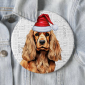 Holiday Cocker Spaniel Santa Dog Hintergrund Button (Beispiel)