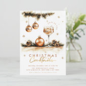 Holiday Cocktail Elegante Boho Weihnachten Party Einladung (Stehend Vorderseite)