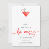 Holiday Cocktail | Essen Sie Drink & Be Merry Part Einladung (Vorderseite)