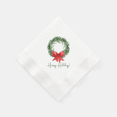 Holiday Cocktail Napkins | Happy Holidays Wreath Serviette (Ecke)