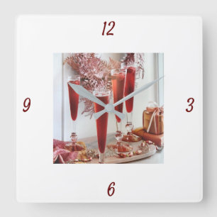 "HOLIDAY COCKTAILS" CHRISTMAS CLOCK QUADRATISCHE WANDUHR