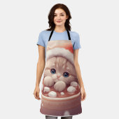 “Holiday Cocoa Kitty Apron" Cute Christmas Cat Schürze (Getragen)