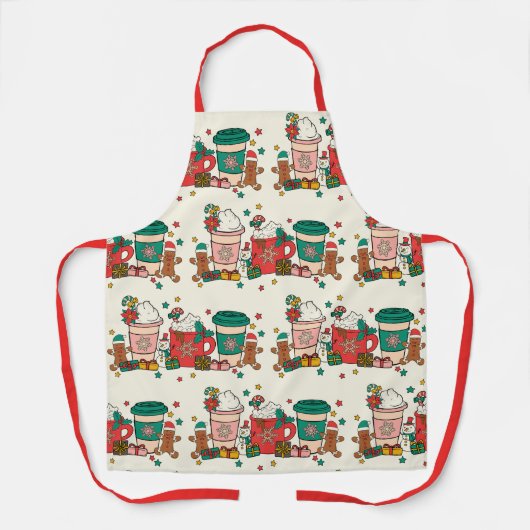 Holiday Coffee Küche Schürze mit rotem Band (Vorderseite)
