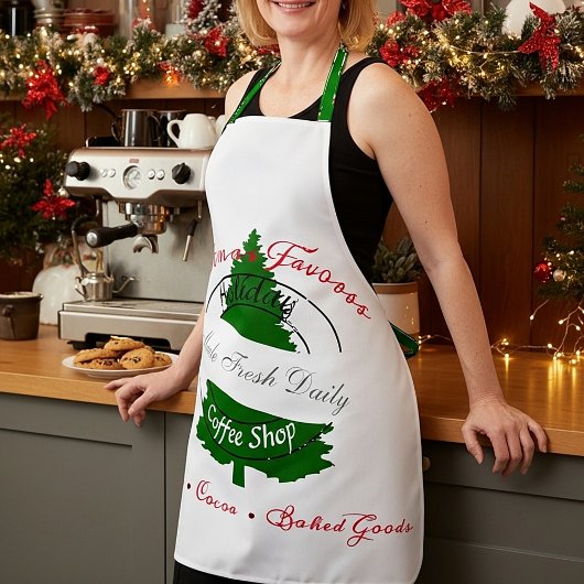 Holiday coffee shop signieren schürze