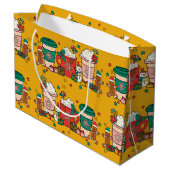 Holiday Coffee Yellow Große Geschenktasche Große Geschenktüte (Rückseite Schrägansicht)