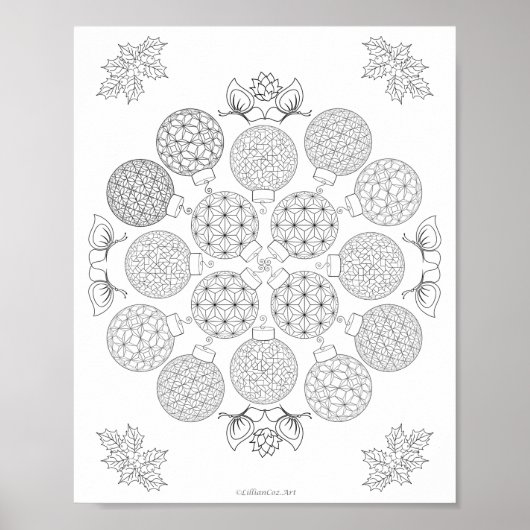 Holiday Coloring Poster - Ornamente und Schmetterl (Vorne)