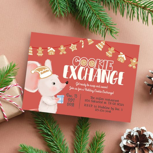 Holiday Cookie Austausch niedliche Maus Einladung