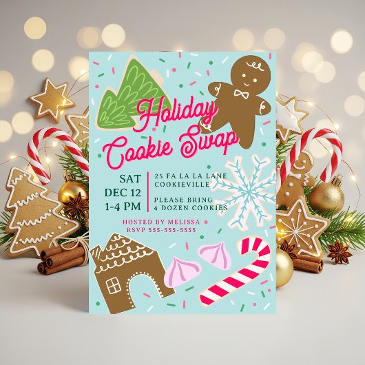 Holiday Cookie Exchange Christmas Party Invitation Einladung