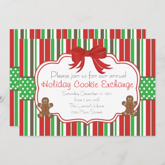Holiday Cookie Exchange Ginger Brot Männer Einladung (Vorne/Hinten)