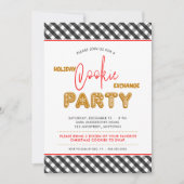 Holiday Cookie Exchange Party Weihnachten Kariert Einladung (Vorderseite)