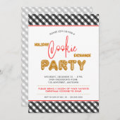 Holiday Cookie Exchange Party Weihnachten Kariert Einladung (Vorne/Hinten)