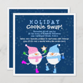 Holiday Cookie Swap Happy Snowmen Einladung (Vorne/Hinten)