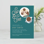 Holiday Cookies & coffee/tea Sip & See Babydusche Einladung (Stehend Vorderseite)