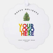 Holiday Corporate Business Logo Christmas Gift Ornament Karte (Vorderseite)