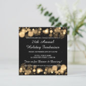 Holiday Corporate Fundraiser Gala Event Gold Einladung (Stehend Vorderseite)