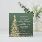 Holiday Corporate Fundraiser Gala Gold Green Einladung (Stehend Vorderseite)