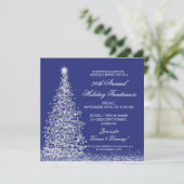 Holiday Corporate Fundraiser Gala Silver Navy Blue Einladung (Stehend Vorderseite)