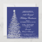 Holiday Corporate Fundraiser Gala Silver Navy Blue Einladung (Vorderseite)