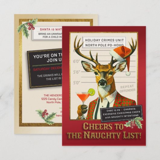 Holiday Crimes Unit – Reindeer Repeat Offender Einladung (Vorne/Hinten)