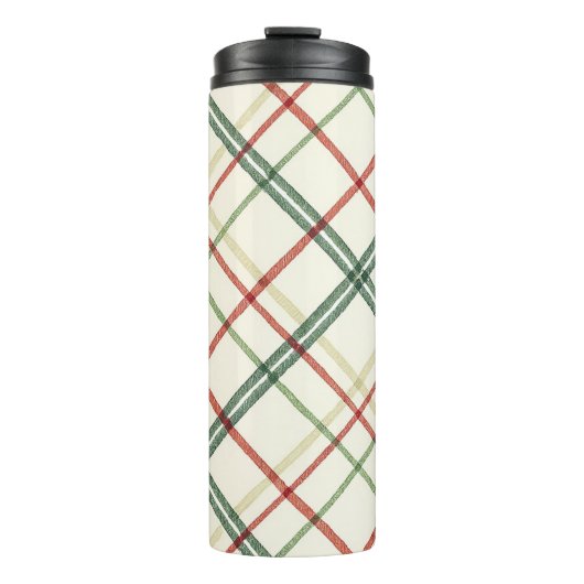Holiday Crosshatch Plaid Red Green Gold Thermosbecher (Vorderseite)