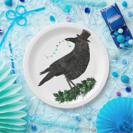 Holiday Crow with Top Hat Pappteller (Party)