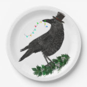 Holiday Crow with Top Hat Pappteller (Vorderseite)