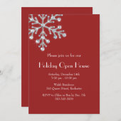 Holiday Crystal Snowflake Open House (rot) Einladung (Vorne/Hinten)