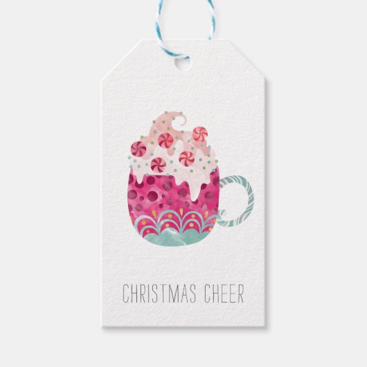 Holiday Cup of Hot Chocolate Rücksendeadresse Geschenkanhänger (Vorderseite)